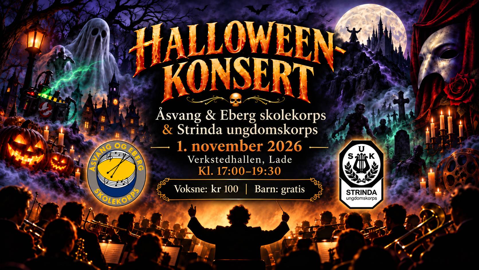 Halloweenkonsert med Åsvang og Eberg skolekorps og Strinda Ungdsomskorps