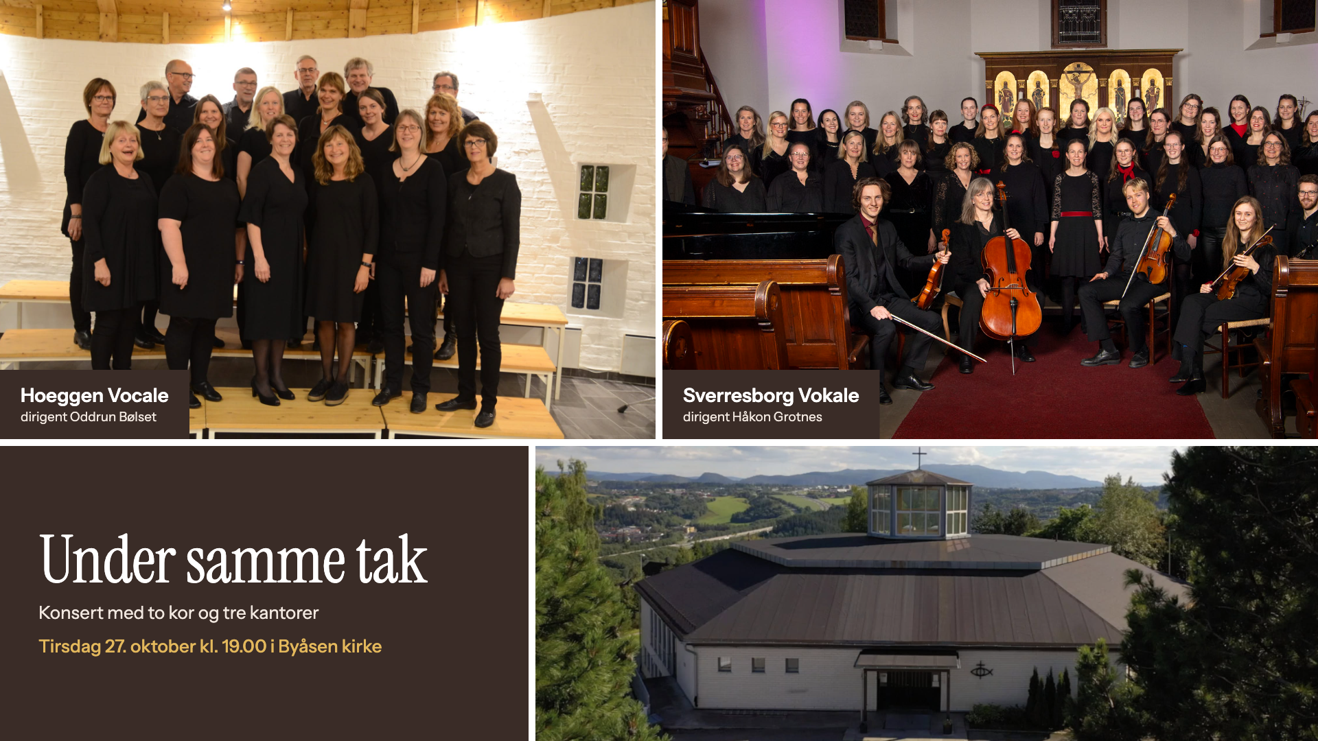 To kor og tre kantorer - Konsert med Hoeggen Vocale og Sverresborg Vokale